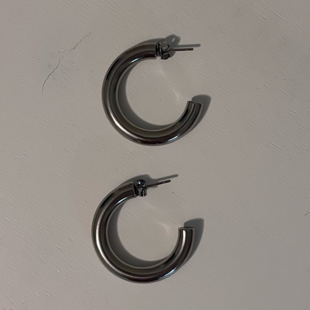 Chunky Silver-Toned Hoop Earrings